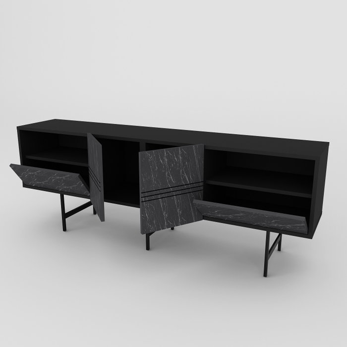 Hanah Home Derin - Soporte de TV Negro y Mármol Hanah Home Derin - Soporte de TV Negro y Mármol